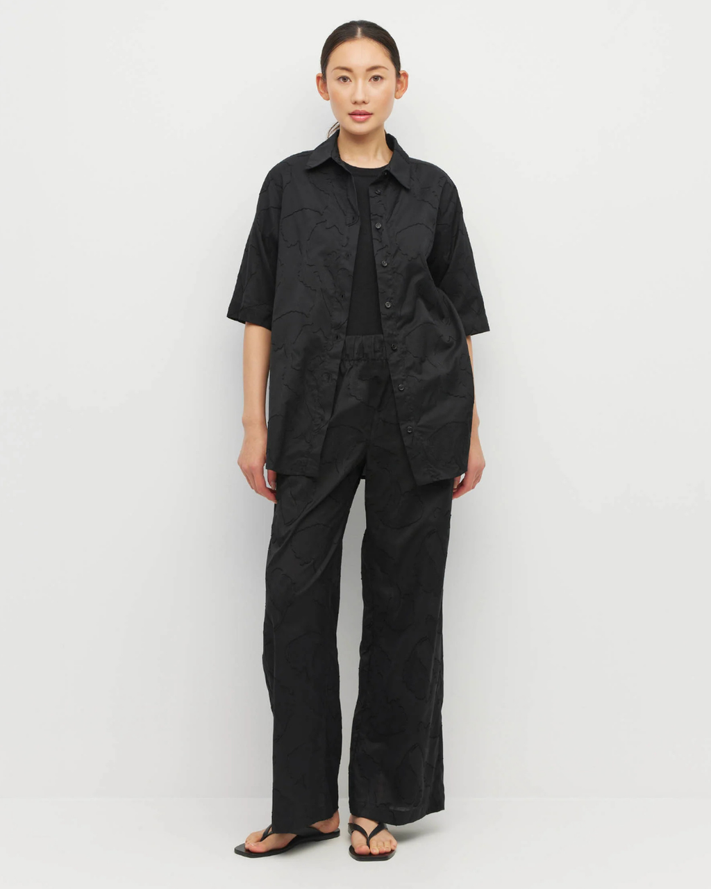 Eli Shirt (Floral Cotton Jacquard) Black