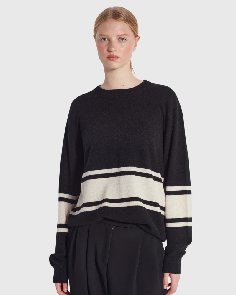 Stripe Crew Sweater (Cashmere) Oreo