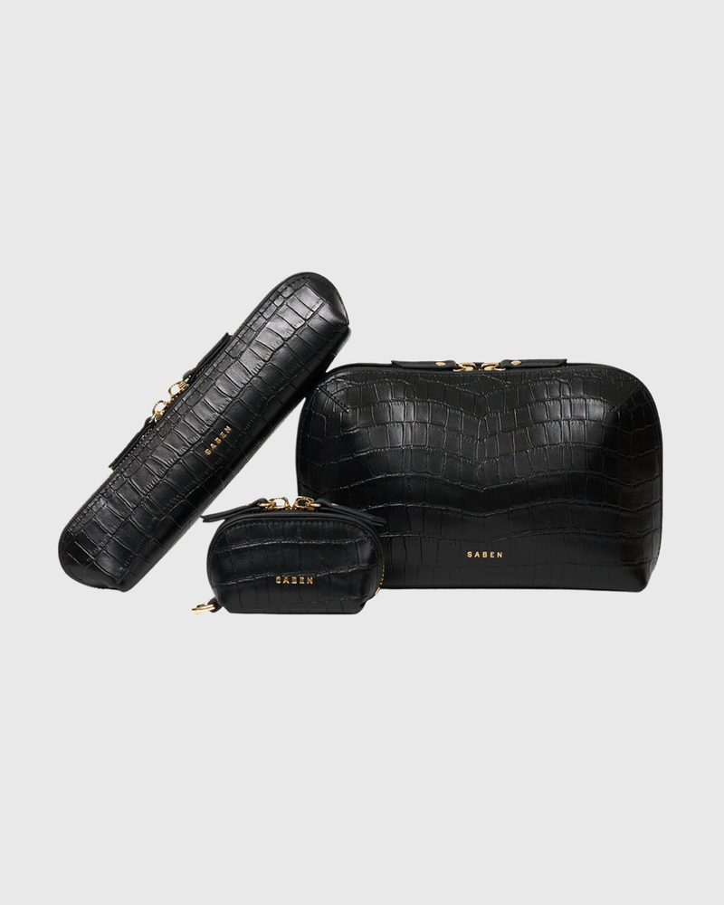 Tali Pencil Case Black Matte Croc