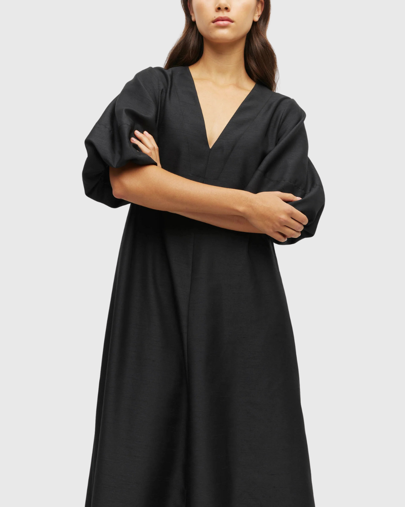 Piper Dress (Light Dupion) Black