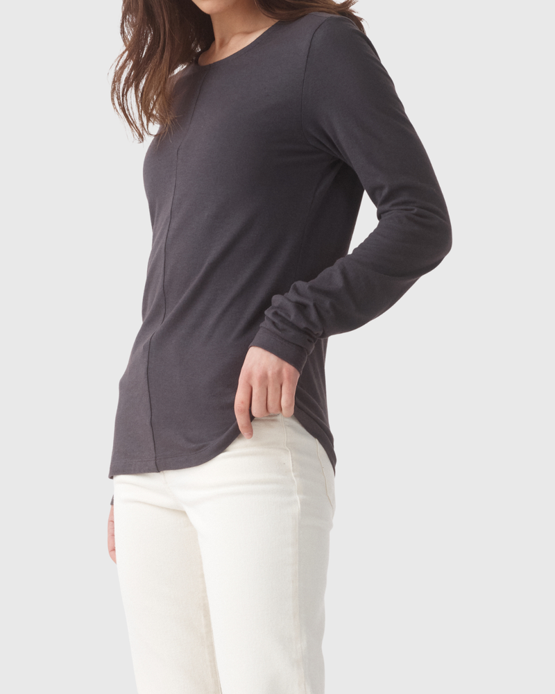 Long Sleeve Drape Top Charcoal