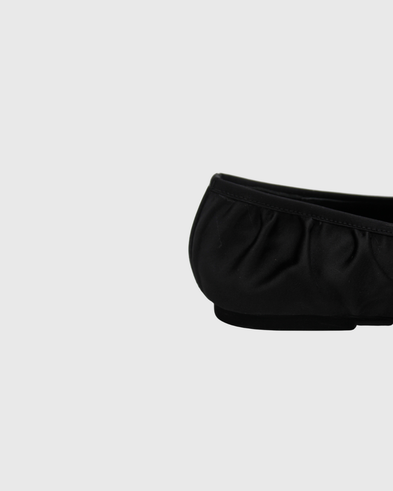 Gathered Flat Black Satin