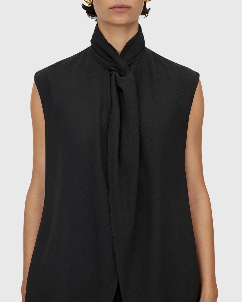 Oriole Twist Neck Top Black