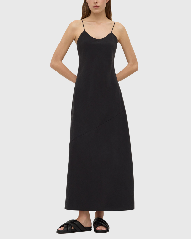 Heather Silk Blend Maxi Dress Black