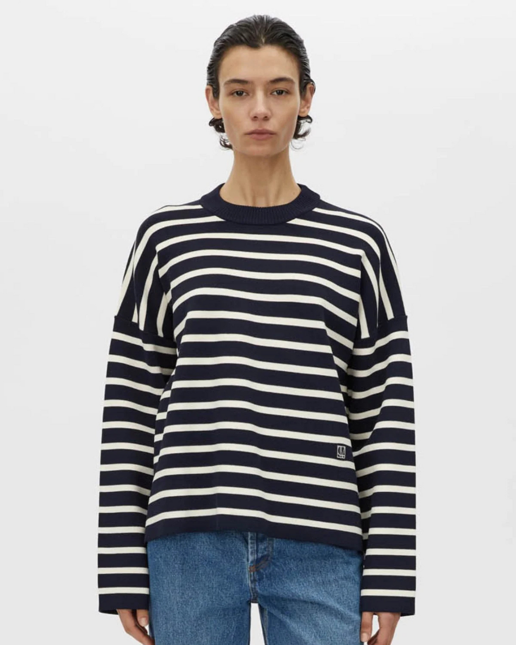 Oscar Knit Sweater Navy Stripe