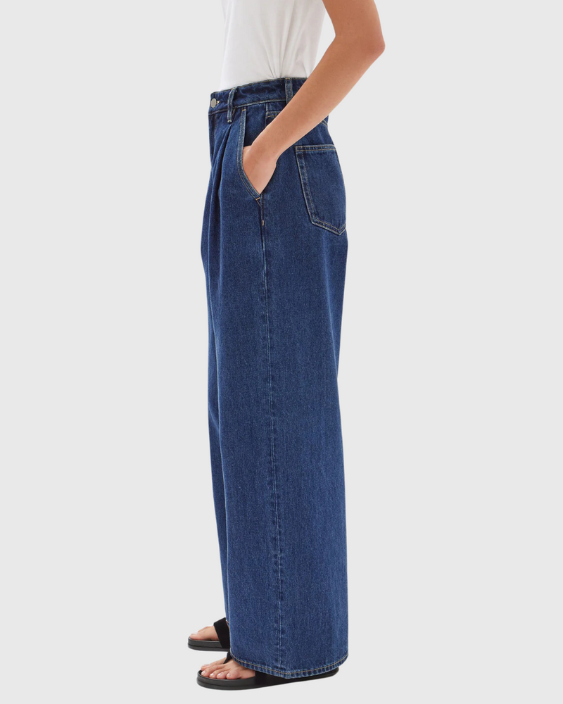 Slack Pleat Wide Leg Jean Heritage Blue