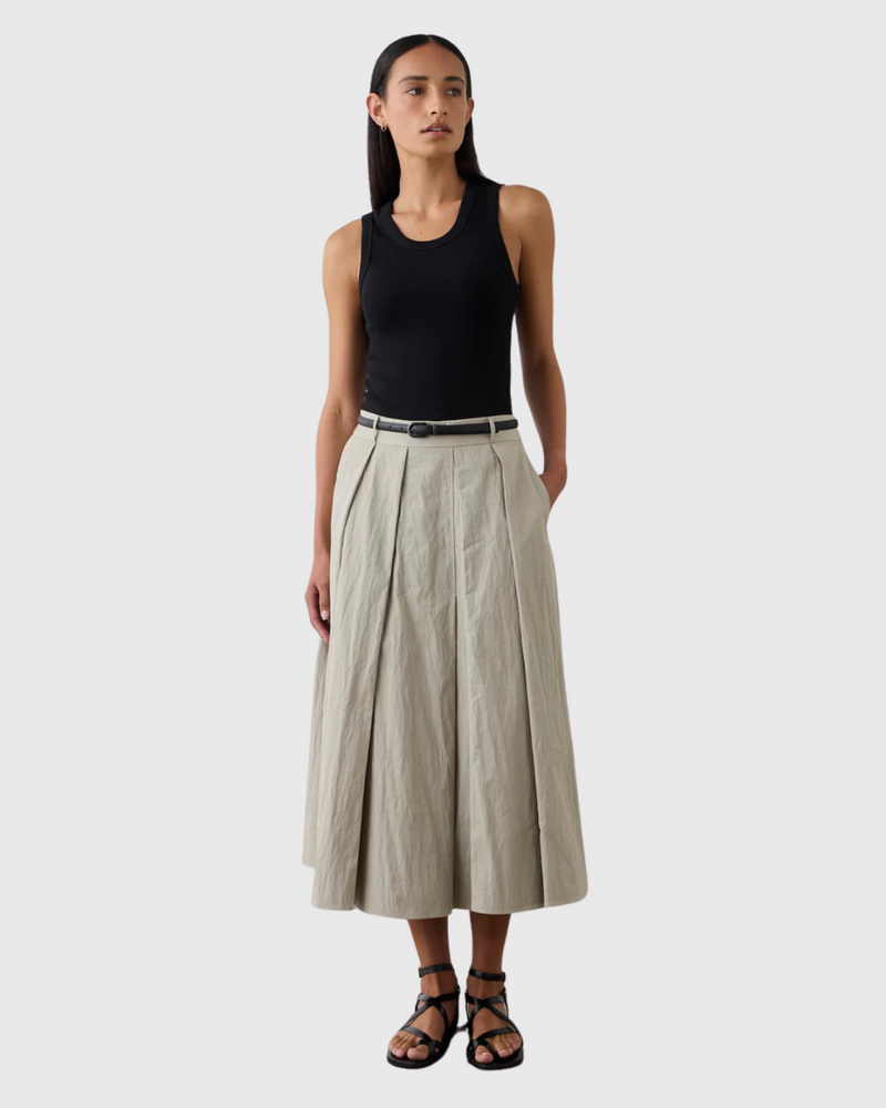 Full Pleated Skirt Pale Sage