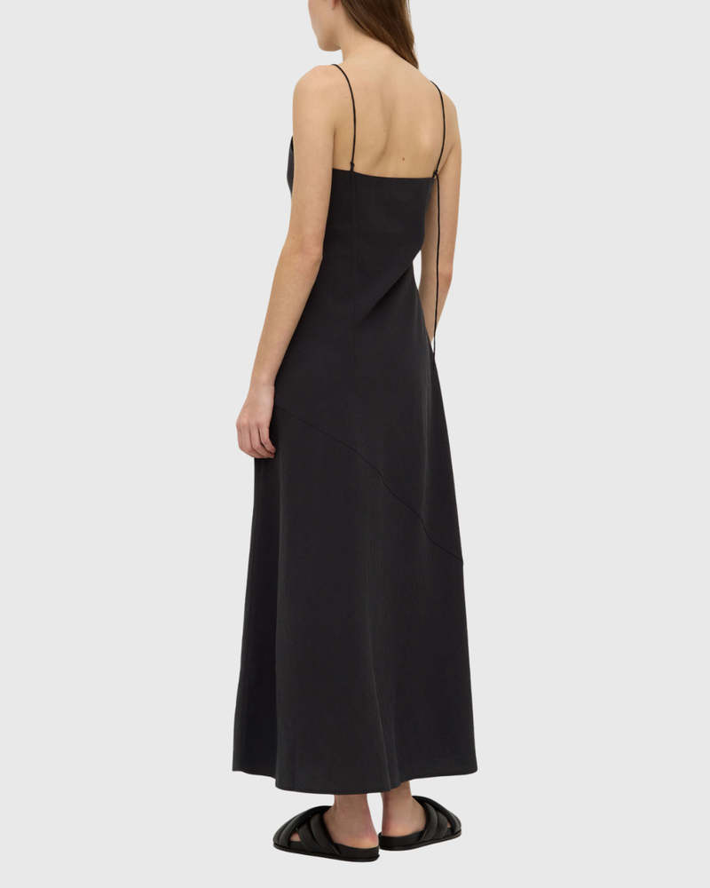 Heather Silk Blend Maxi Dress Black