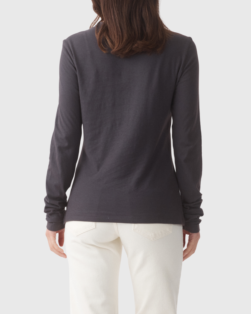 Long Sleeve Drape Top Charcoal