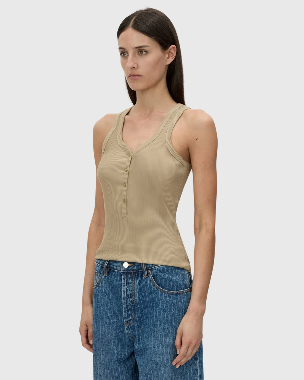 Nora Button Down Tank Sepia