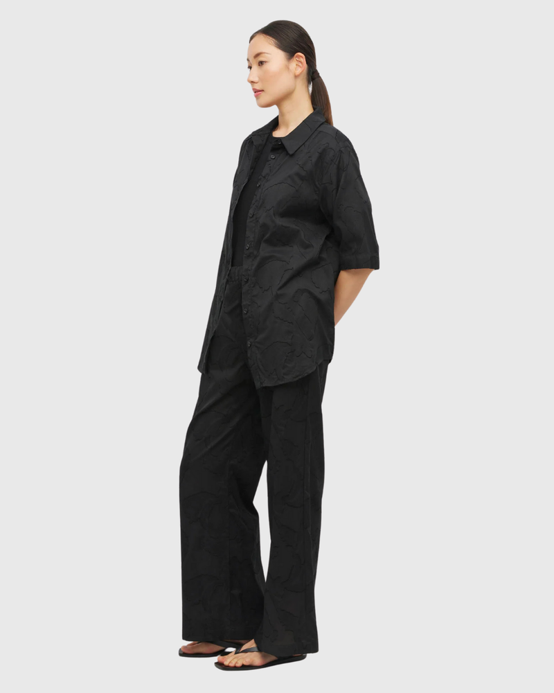 Eli Shirt (Floral Cotton Jacquard) Black