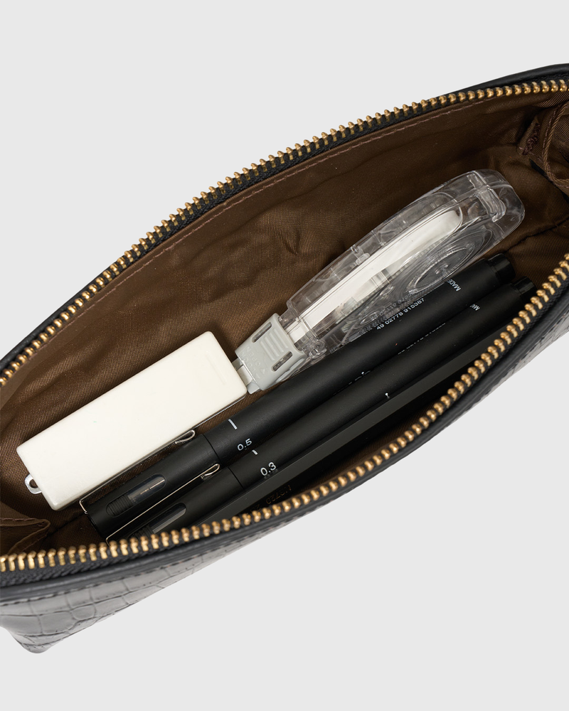 Tali Pencil Case Black Matte Croc