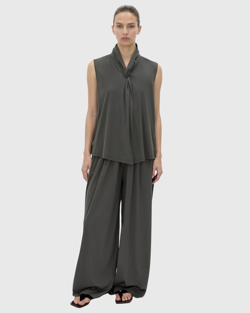 Senae Draped Knot Sleeveless Top Charcoal – BAZAAR BOUTIQUE